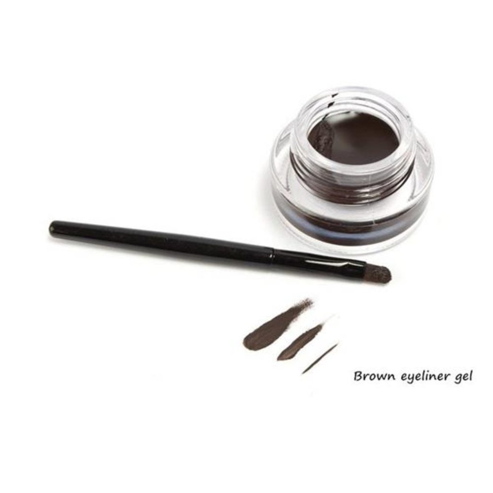 a set of 4 -2 in 1 Black and Brown Gel Eyeliner Set Smudge Proof 2 brushes - Picture 4 of 8
